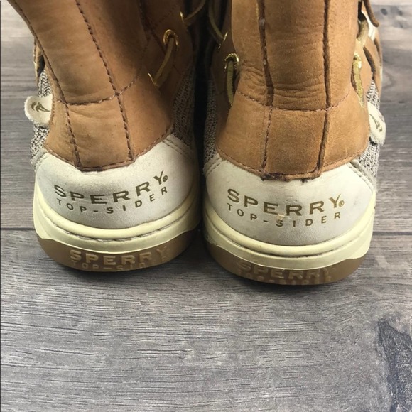 Sperry Top Sider Tan and Gold High Tops (6) - Picture 5 of 7